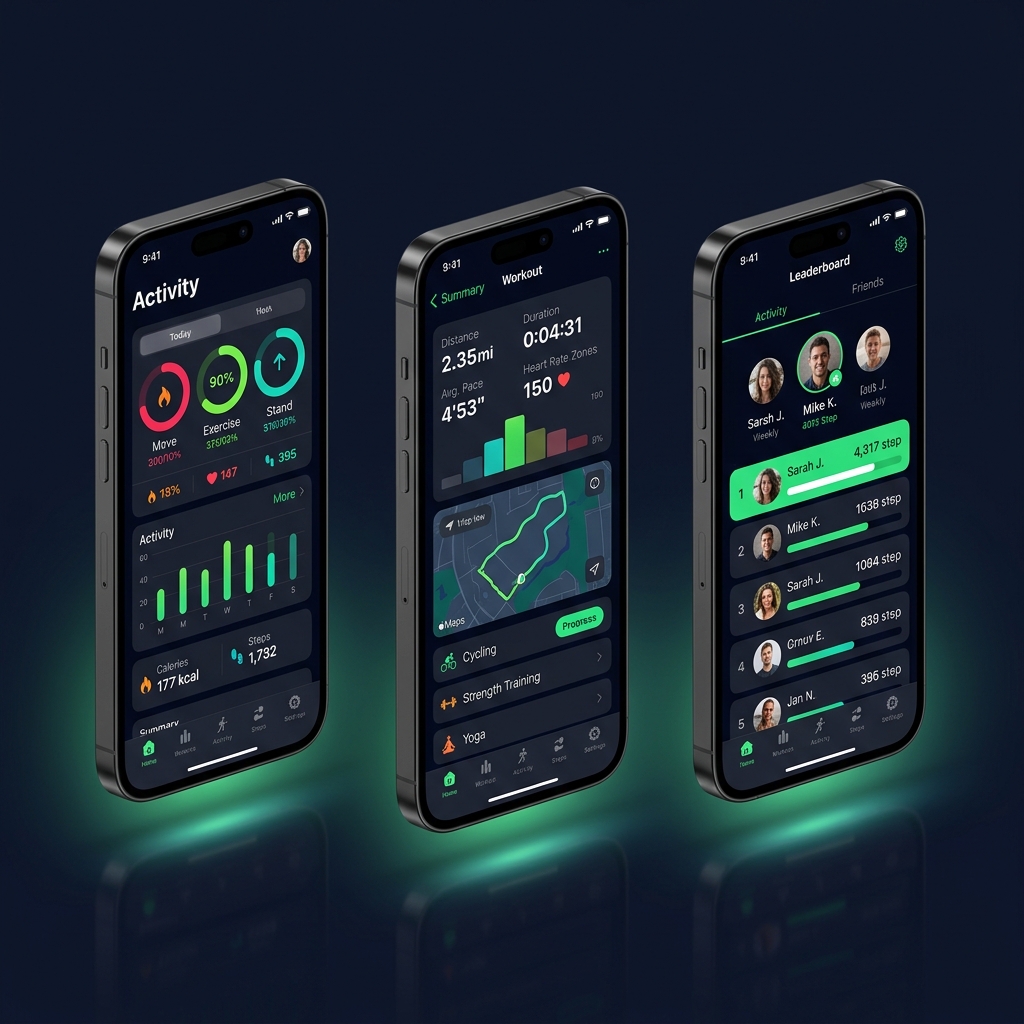 Fitness Tracking Companion — mobile app screens